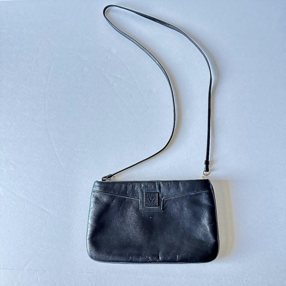 VTG Anne Klein For Calderon Handbag Women Black Bag Crossbody Shoulder Clutch